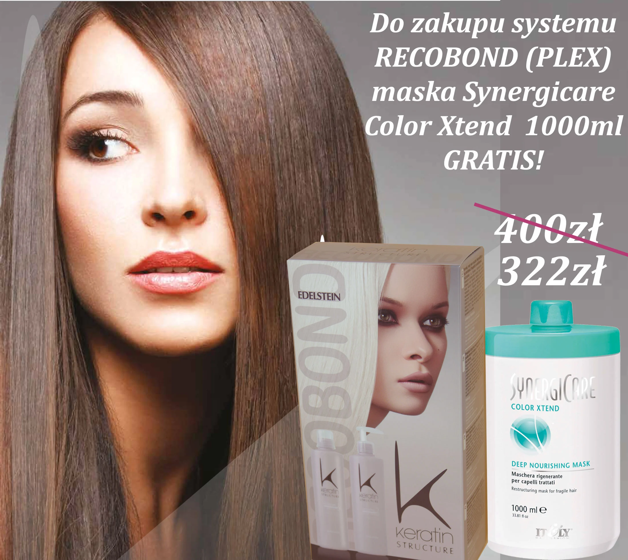 Do zakupu systemu  RECOBOND (PLEX) maska Synergicare Color Xtend  1000ml GRATIS!